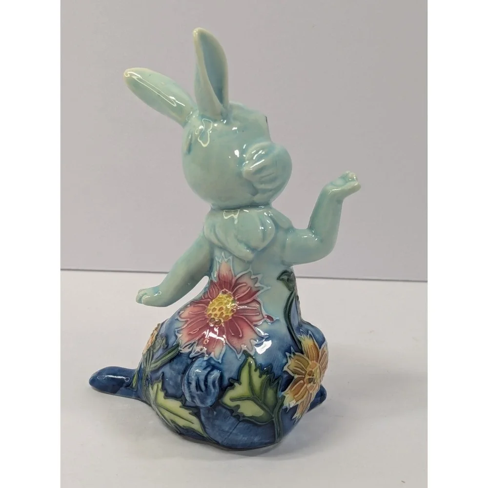 PAVONE Porcelain Rabbit Bunny Figure W Floral Accents